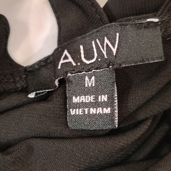 A.U.W Strappy Black Sleeveless Stretch Blouse Top Women Medium 90s Witchy Chic - Picture 5 of 9